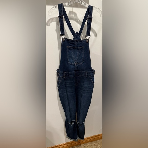 Dark Blue Jean Women's Refuge Overall Ripped Distressed Grunge Punk - Picture 1 of 13